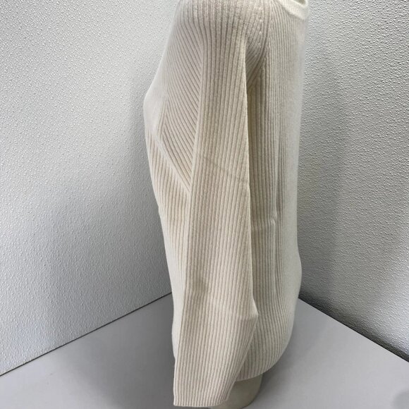 NEW STATE CASHMERE Off-Shoulder V-Neck Sweater • Size XL • Undyed White - Picture 6 of 8